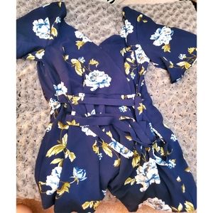 Blue floral romper